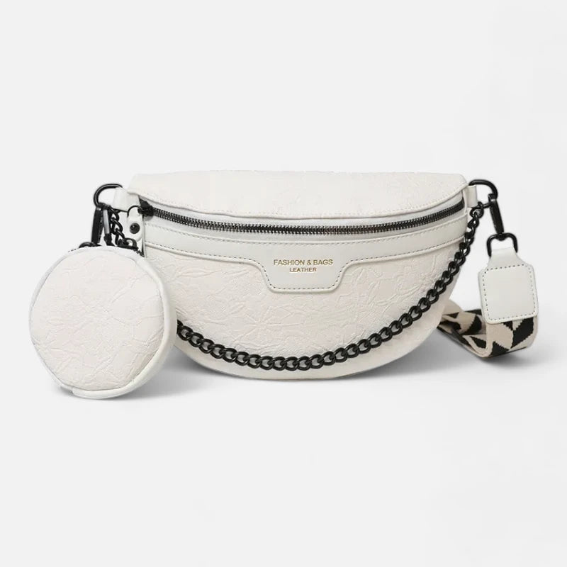 Sac banane cuir à motif floral avec bandoulière et porte-monnaie Lucie