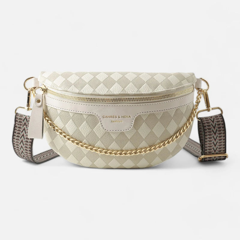 Sac banane cuir à bandoulière avec chaîne doré Valérie