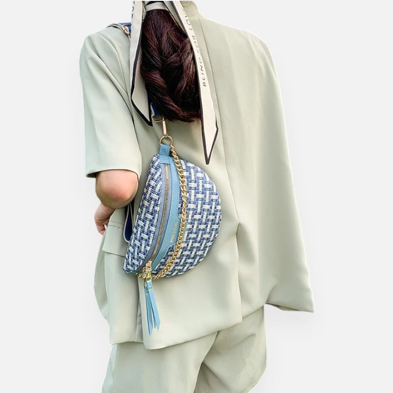 Sac banane cuir à bandoulière avec chaîne doré Agathe