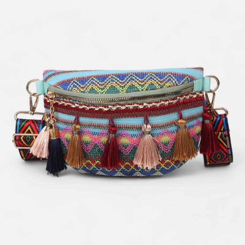 Sac banane tissu vintage à pompon Ariane