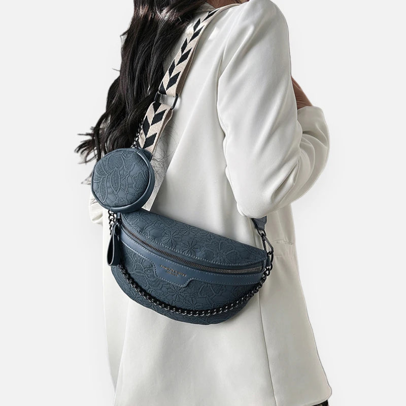 Sac banane cuir à motif floral avec bandoulière et porte-monnaie Lucie