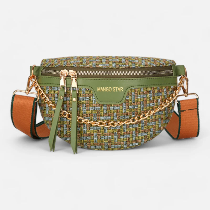 Sac banane cuir à bandoulière avec chaîne doré Agathe