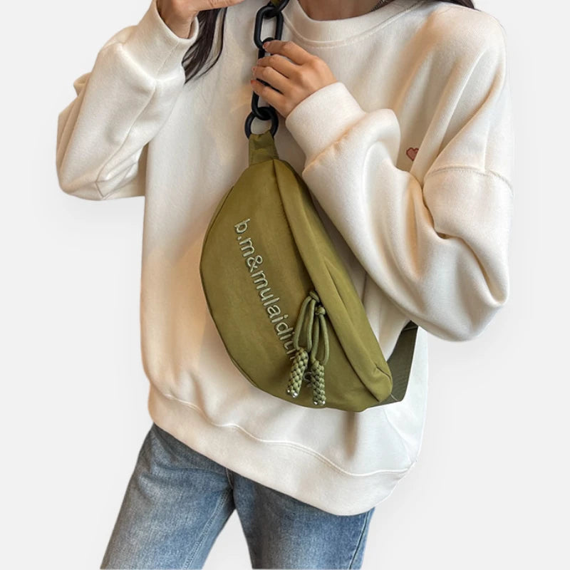 Grand sac banane cuir tendance à bandoulière Pauline