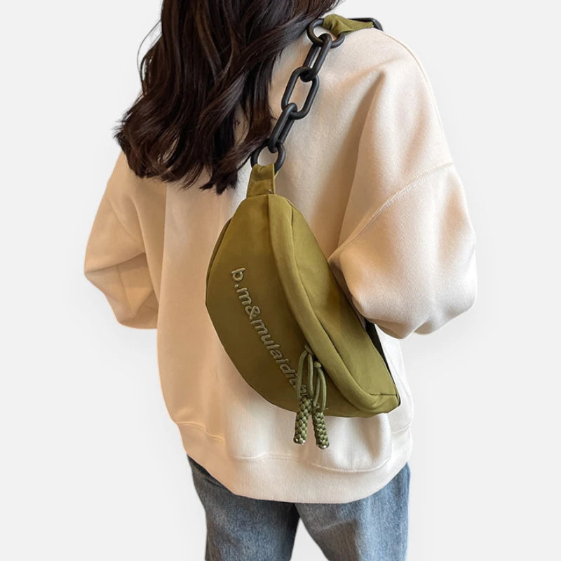 Grand sac banane cuir tendance à bandoulière Pauline