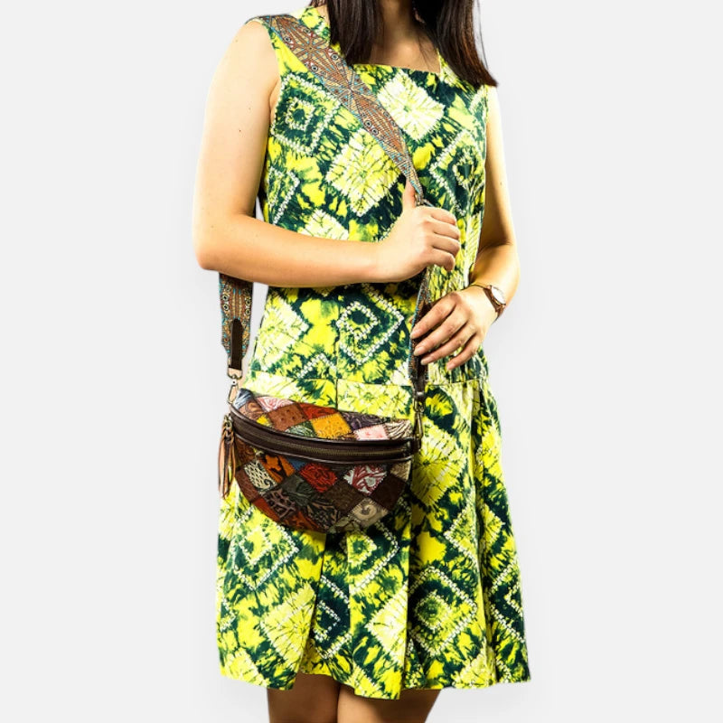 Sac banane cuir vintage à bandoulière Béatrice