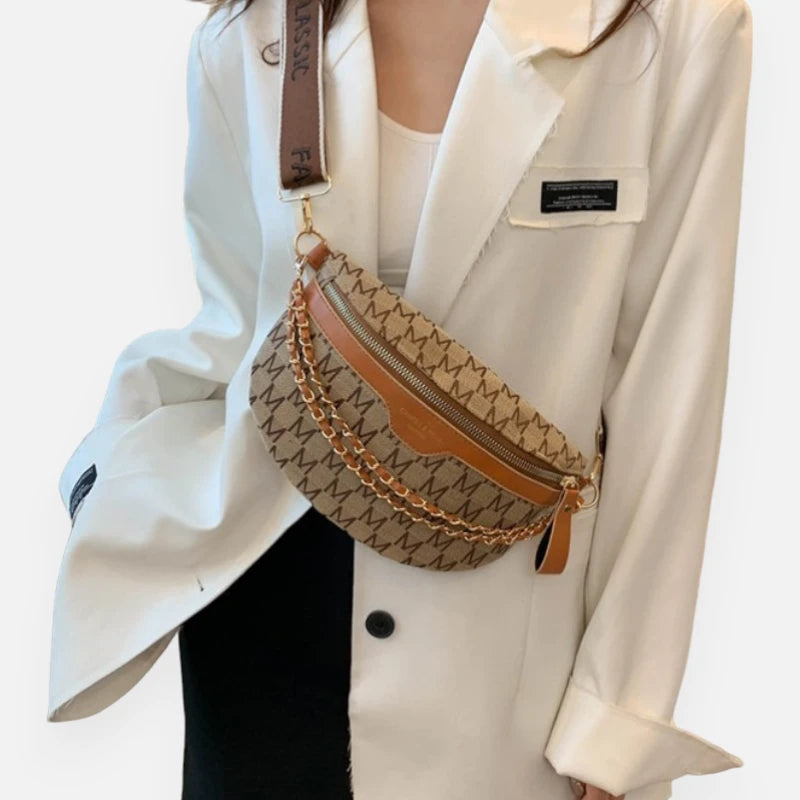 Sac banane en tissu et cuir chic à bandoulière Daphne