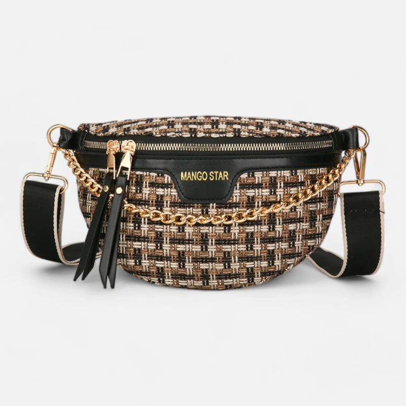 Sac banane cuir à bandoulière avec chaîne doré Agathe