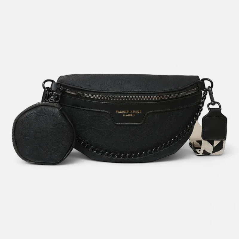 Sac banane cuir à motif floral avec bandoulière et porte-monnaie Lucie