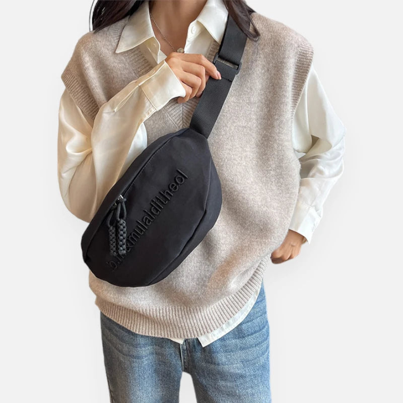 Grand sac banane cuir tendance à bandoulière Pauline