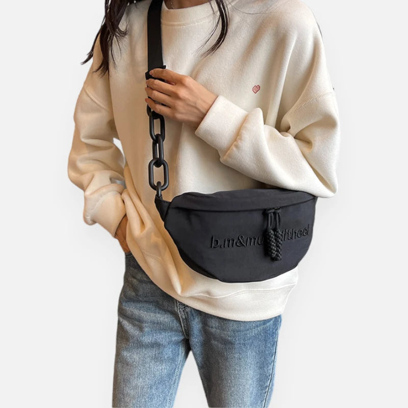 Grand sac banane cuir tendance à bandoulière Pauline