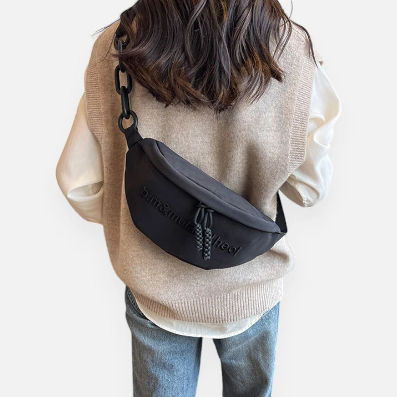 Grand sac banane cuir tendance à bandoulière Pauline