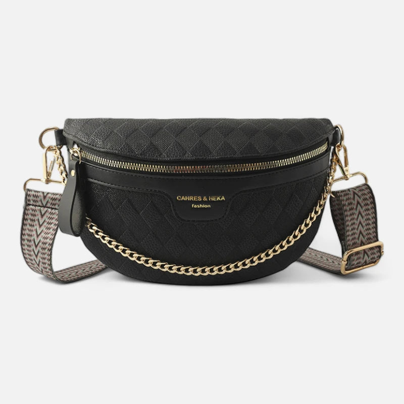 Sac banane cuir à bandoulière avec chaîne doré Valérie