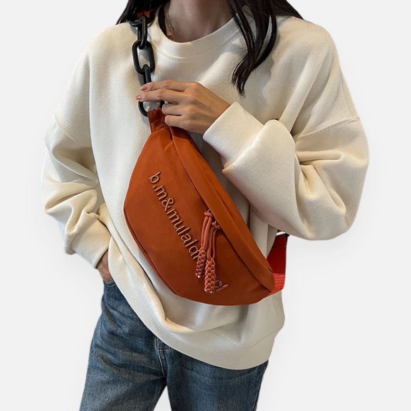 Grand sac banane cuir tendance à bandoulière Pauline