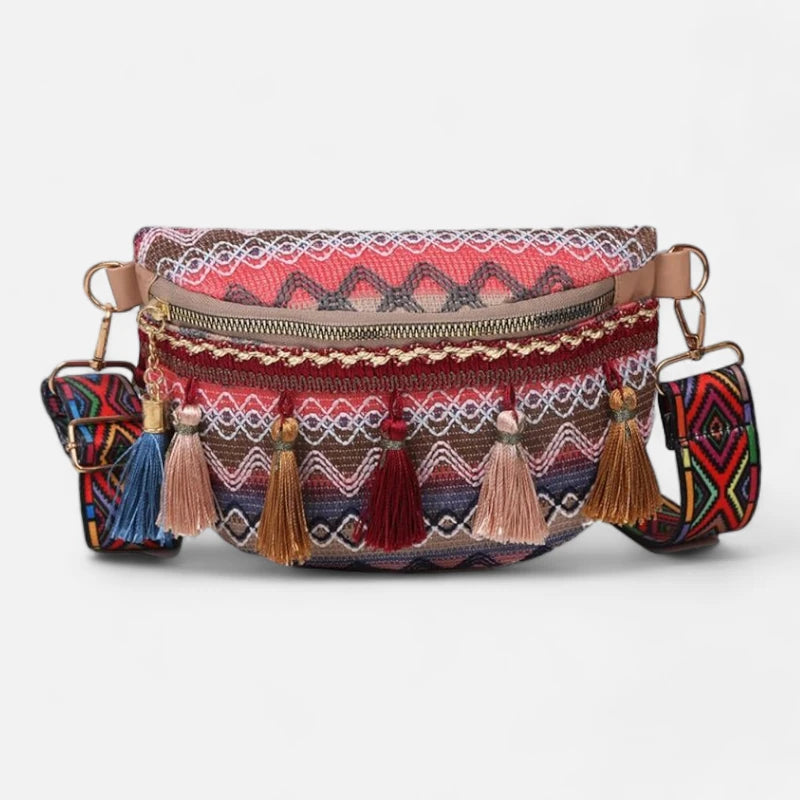 Sac banane tissu vintage à pompon Ariane