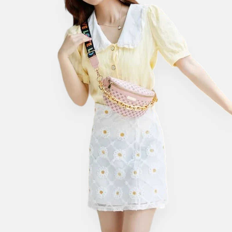 Sac banane cuir à bandoulière avec chaîne doré Colette