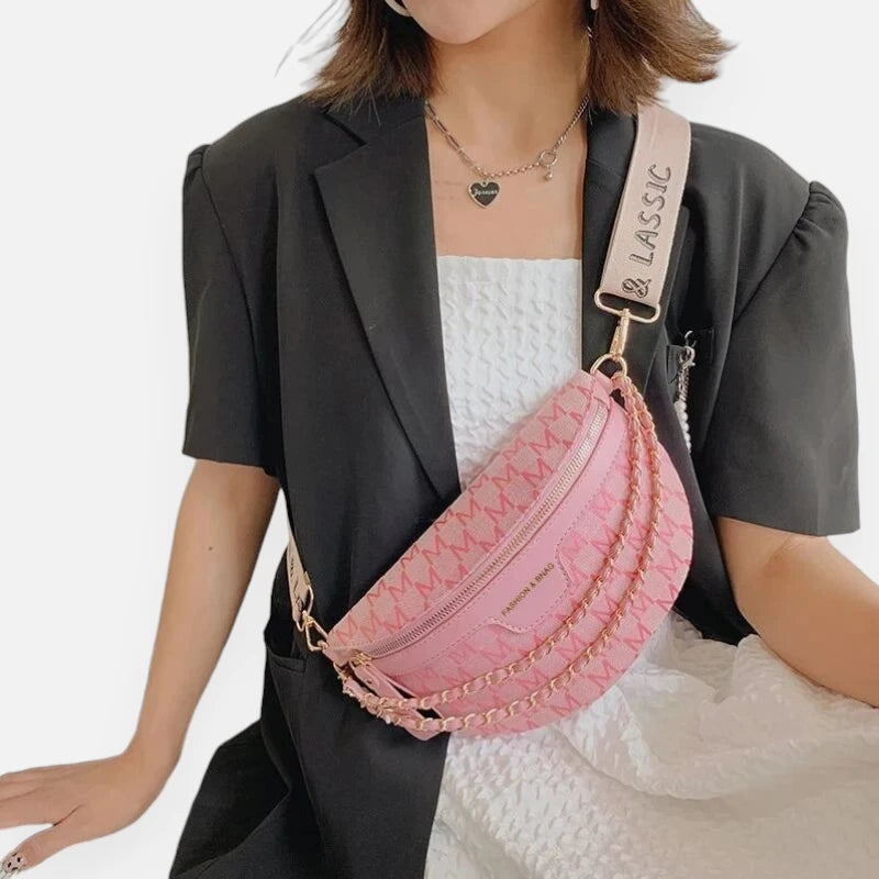 Sac banane en tissu et cuir chic à bandoulière Daphne