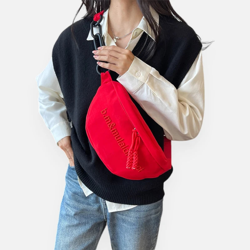 Grand sac banane cuir tendance à bandoulière Pauline