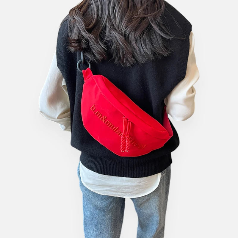 Grand sac banane cuir tendance à bandoulière Pauline