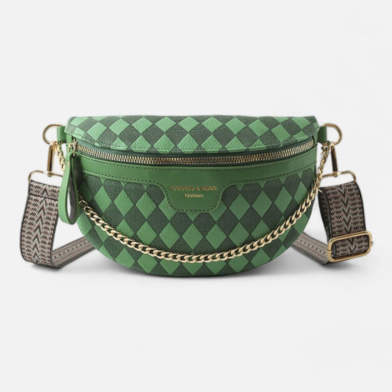 Sac banane cuir à bandoulière avec chaîne doré Valérie