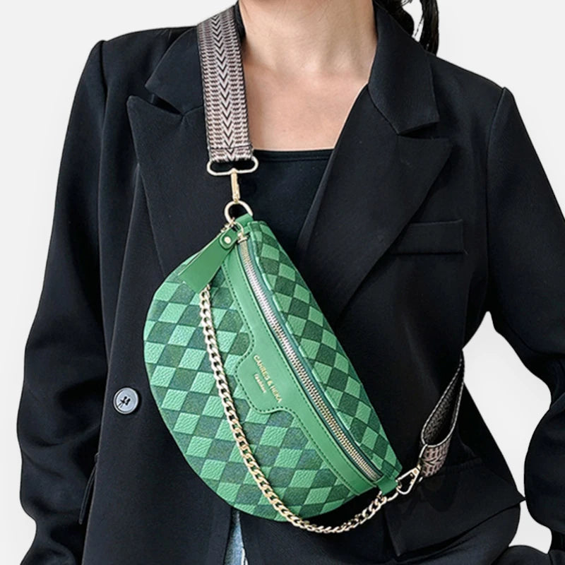 Sac banane cuir à bandoulière avec chaîne doré Valérie