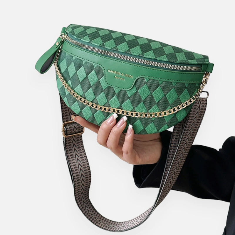 Sac banane cuir à bandoulière avec chaîne doré Valérie