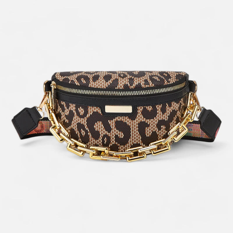 Sac banane léopard en cuir à bandoulière Isla