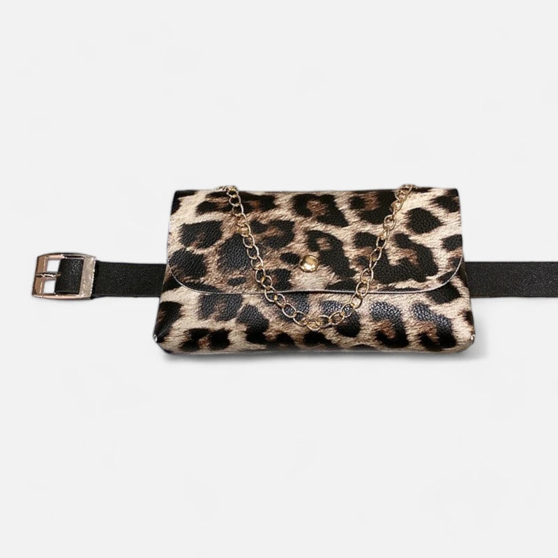 Petit sac banane léopard en cuir chic Léonore