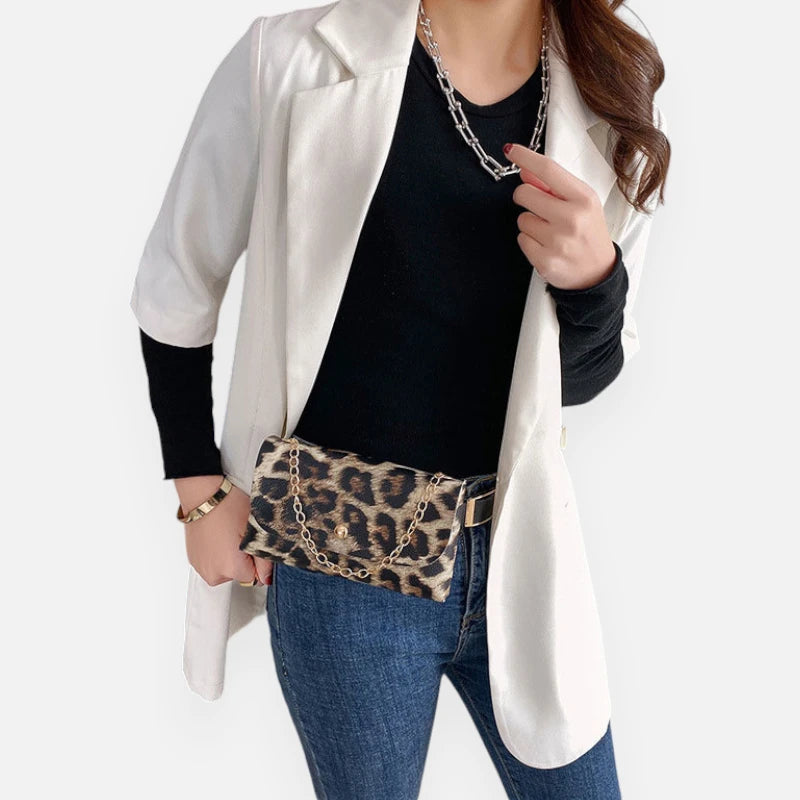 Petit sac banane léopard en cuir chic Léonore