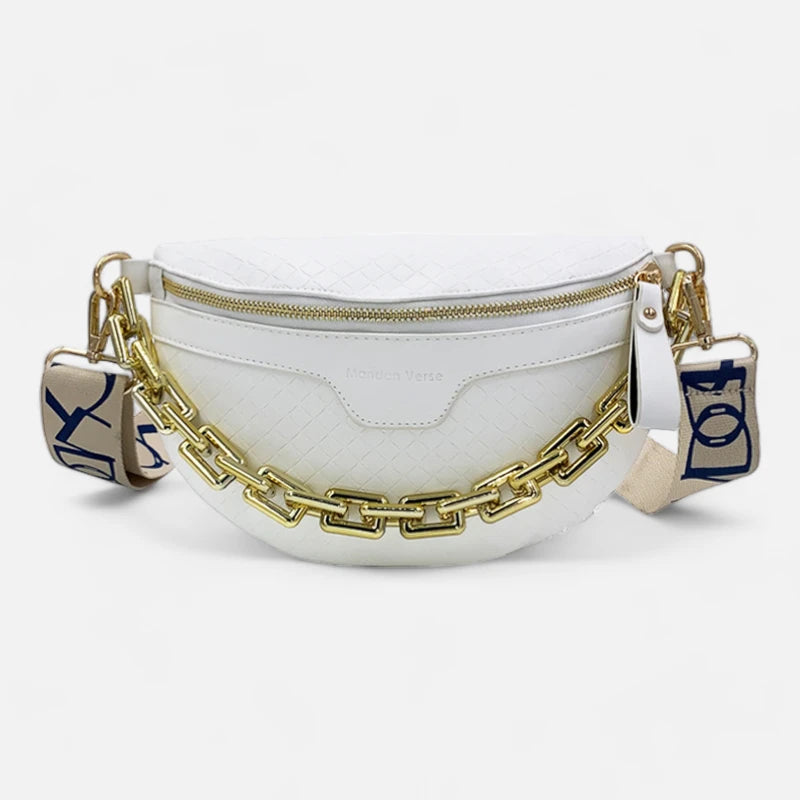 Sac banane cuir à bandoulière avec chaîne doré Élise