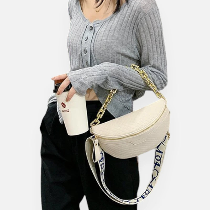 Sac banane cuir à bandoulière avec chaîne doré Élise