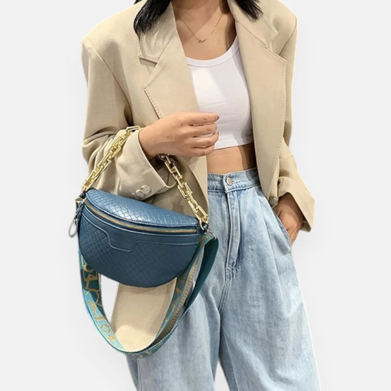 Sac banane cuir à bandoulière avec chaîne doré Élise