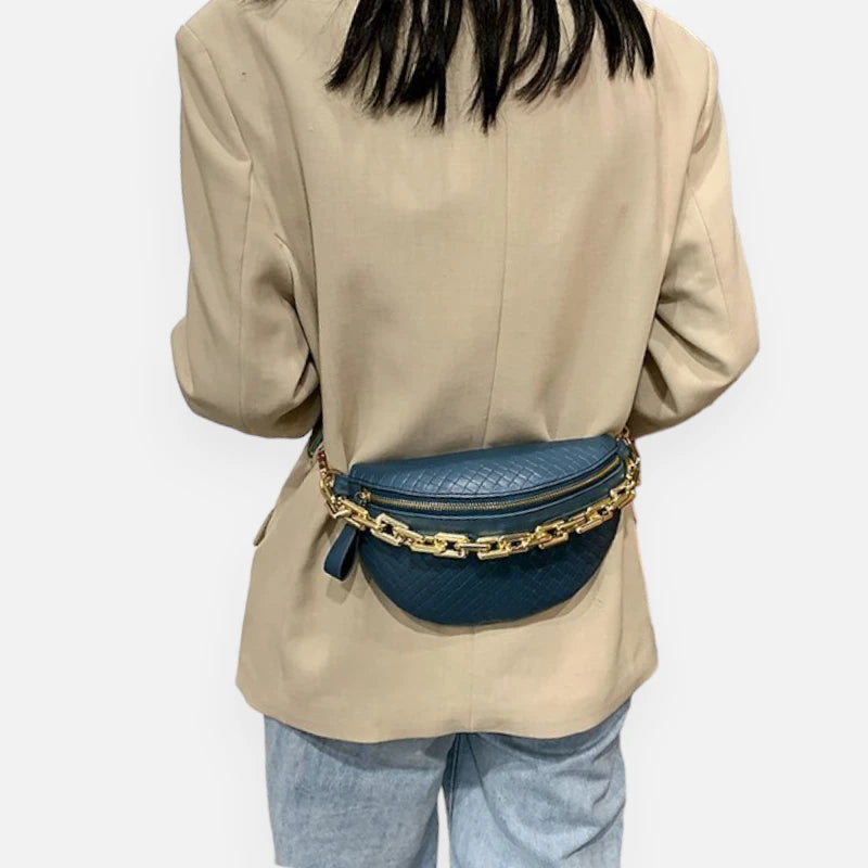 Sac banane cuir à bandoulière avec chaîne doré Élise