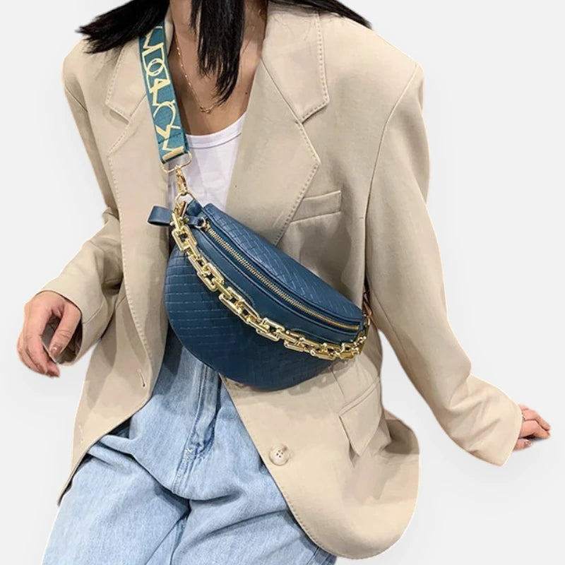 Sac banane cuir à bandoulière avec chaîne doré Élise