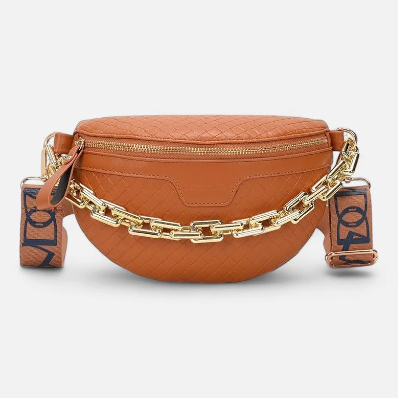 Sac banane cuir à bandoulière avec chaîne doré Élise