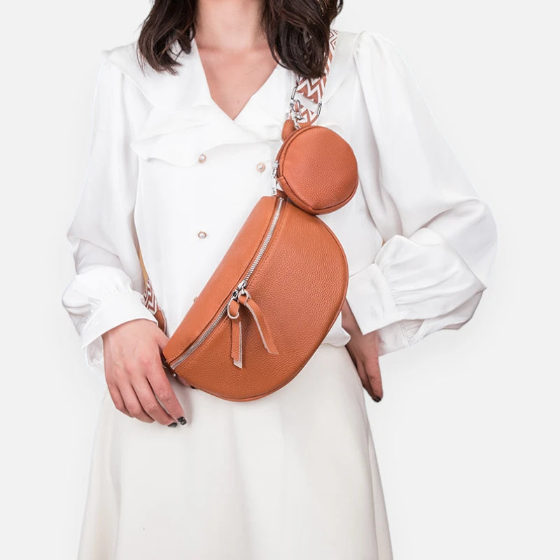 Sac banane cuir à bandoulière avec porte-monnaie Camille