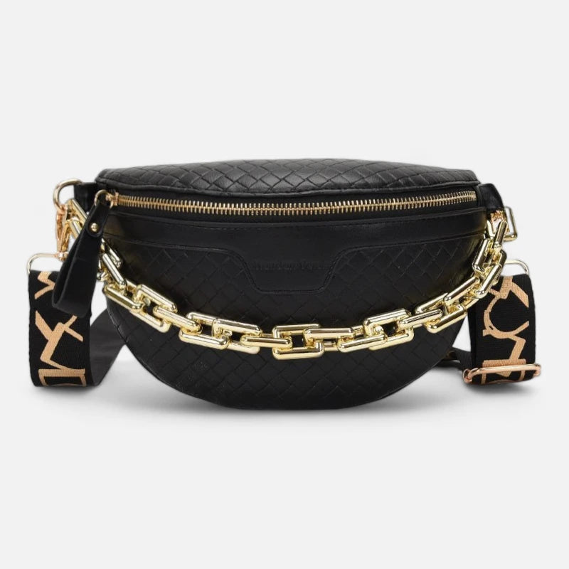 Sac banane cuir à bandoulière avec chaîne doré Élise