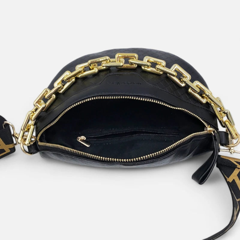 Sac banane cuir à bandoulière avec chaîne doré Élise