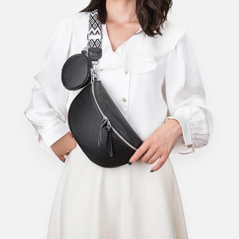 Sac banane cuir à bandoulière avec porte-monnaie Camille