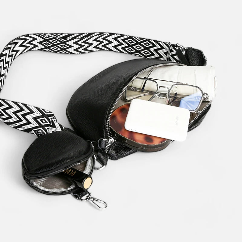 Sac banane cuir à bandoulière avec porte-monnaie Camille