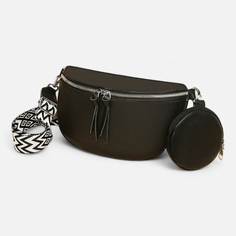 Sac banane cuir à bandoulière avec porte-monnaie Camille