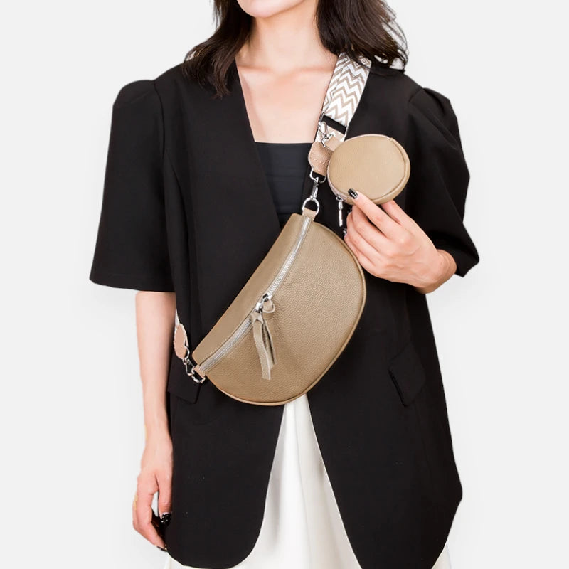 Sac banane cuir à bandoulière avec porte-monnaie Camille