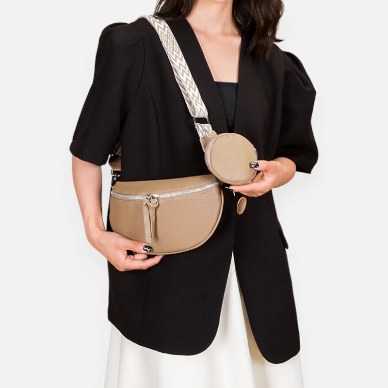 Sac banane cuir à bandoulière avec porte-monnaie Camille