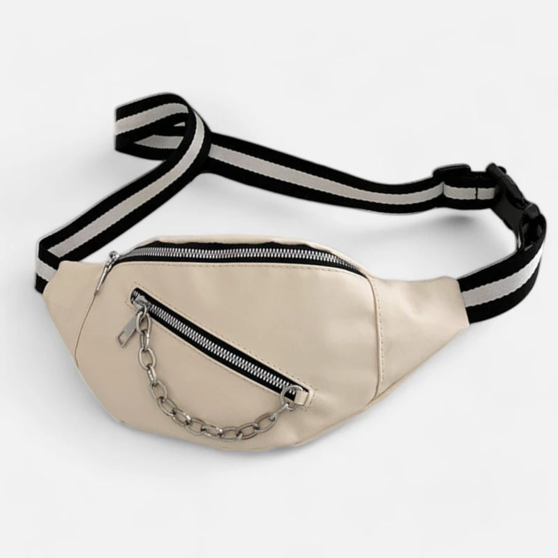 Sac banane cuir avec chaîne argenté Clara