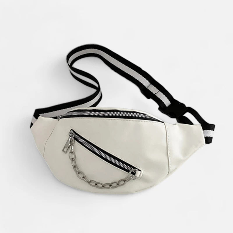 Sac banane cuir avec chaîne argenté Clara