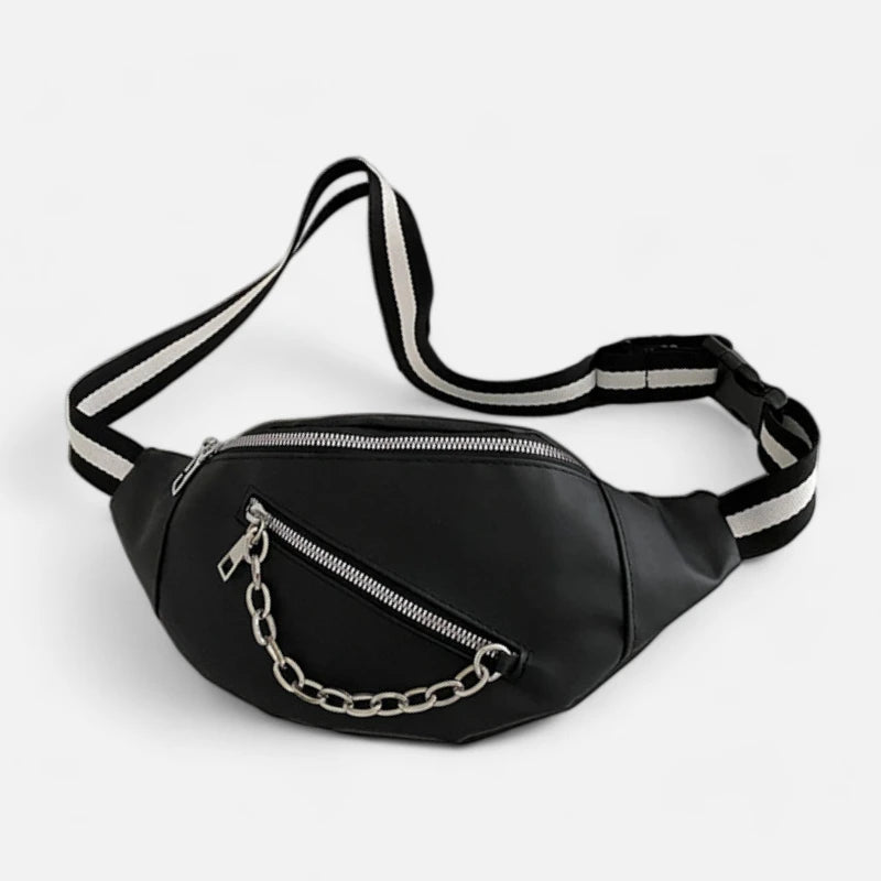 Sac banane cuir avec chaîne argenté Clara