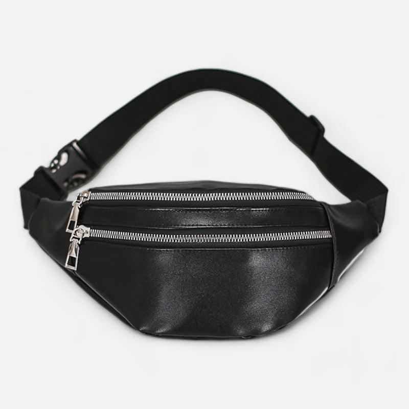 Sac banane cuir noir Éloïse