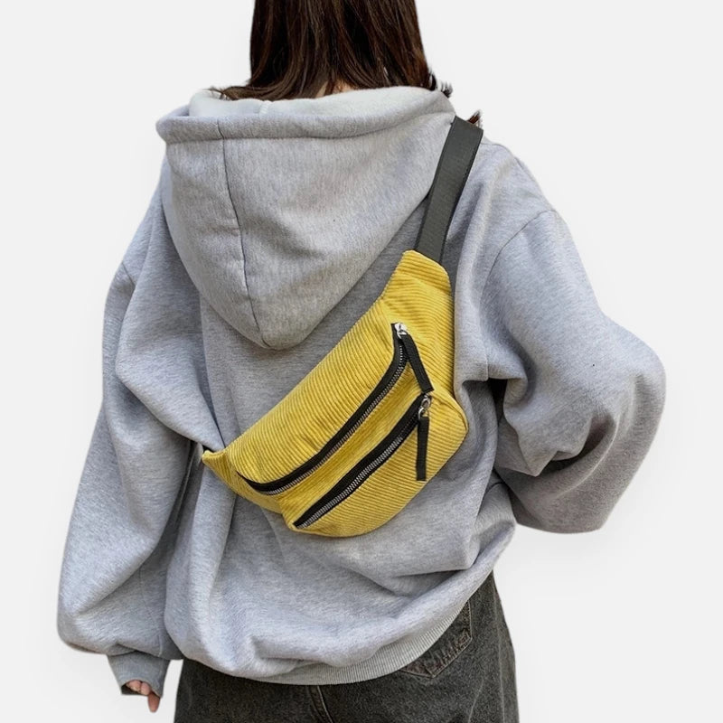 Sac banane velours côtelé tendance Fiona