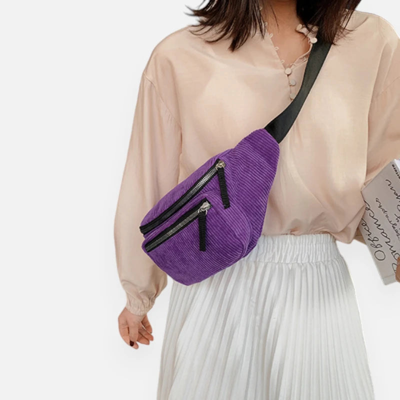 Sac banane velours côtelé tendance Fiona