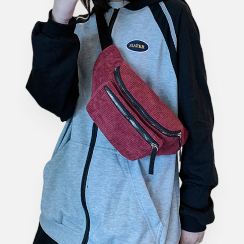 Sac banane velours côtelé tendance Fiona