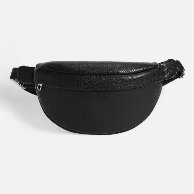 Sac banane cuir noir à bandoulière Léonie